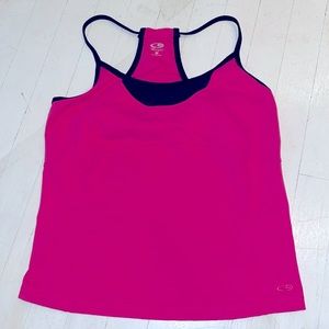 Champion Women's Pink and Black Tank Top